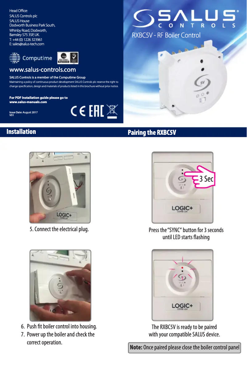Page 1 of the manual User Manual Salus RXBC5V