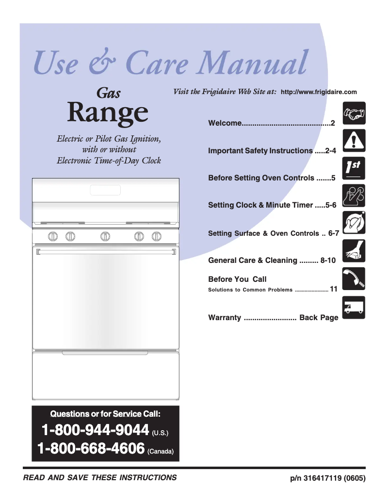 Page 1 of the manual User Manual Frigidaire FGF316DS