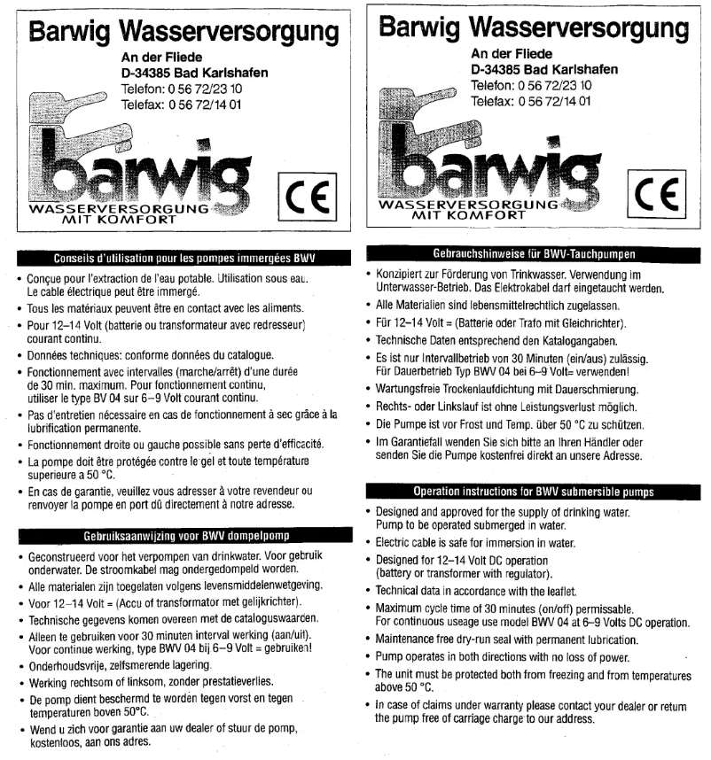 First page image of the manual for Typ 04