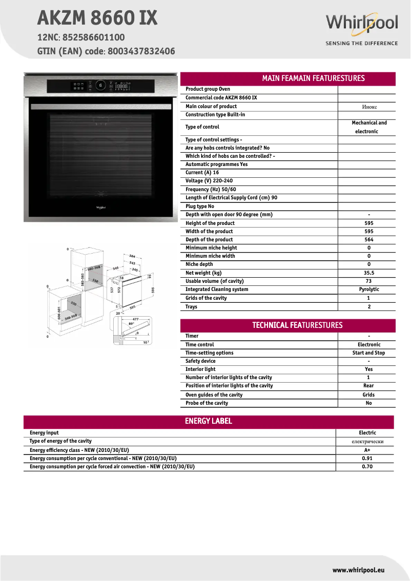 First page image of the manual for AKZM 8660 IX