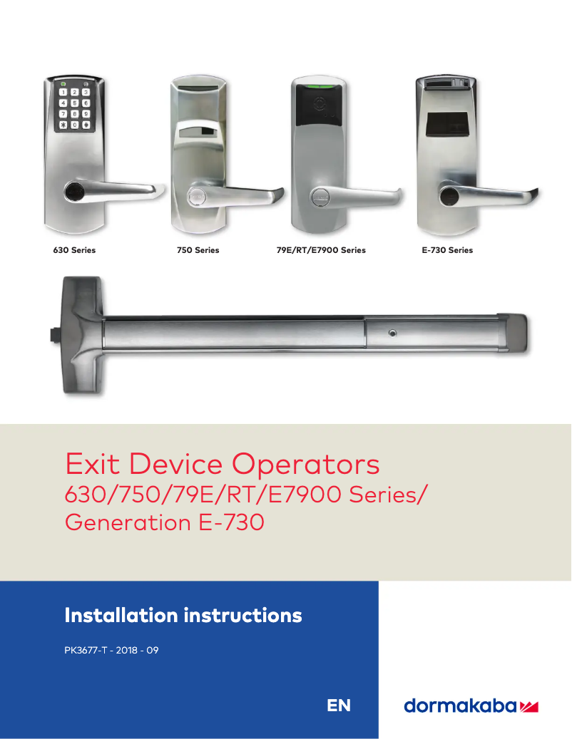 First page image of the manual for Exit Device Operators 630