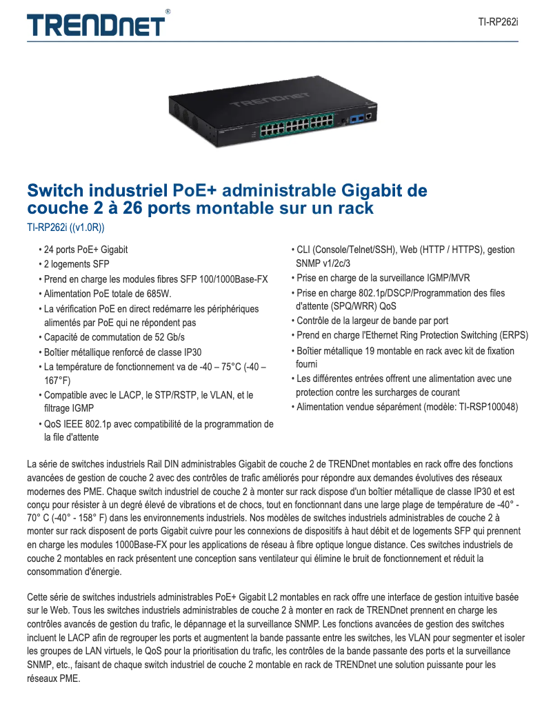 First page image of the manual for TI-RP262i