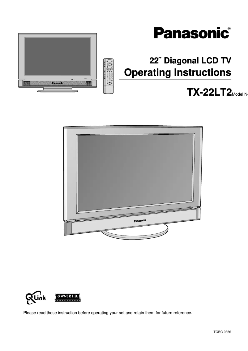 First page image of the manual for Viera TX-22LT2