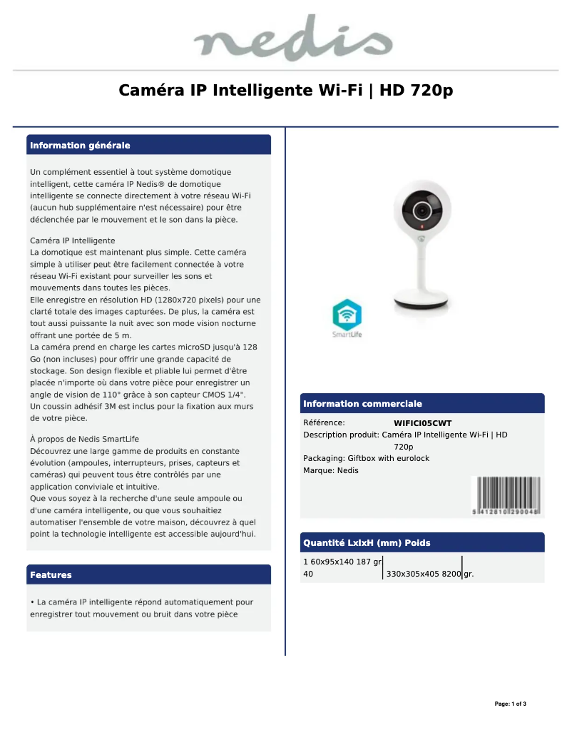 Page 1 of the manual User Manual Nedis WIFICI05CWT