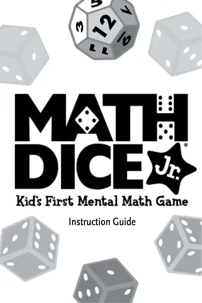 Page 1 of the manual User Manual ThinkFun Math Dice Jr.