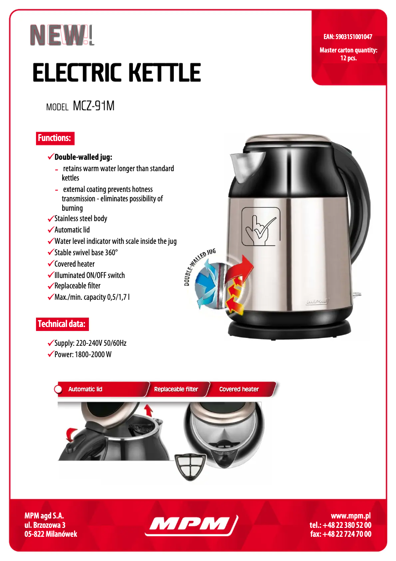 Page 1 of the manual Technical Sheet MPM MCZ-91M