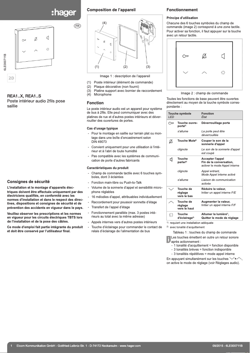 Page 1 of the manual User Manual Elcom REA116S