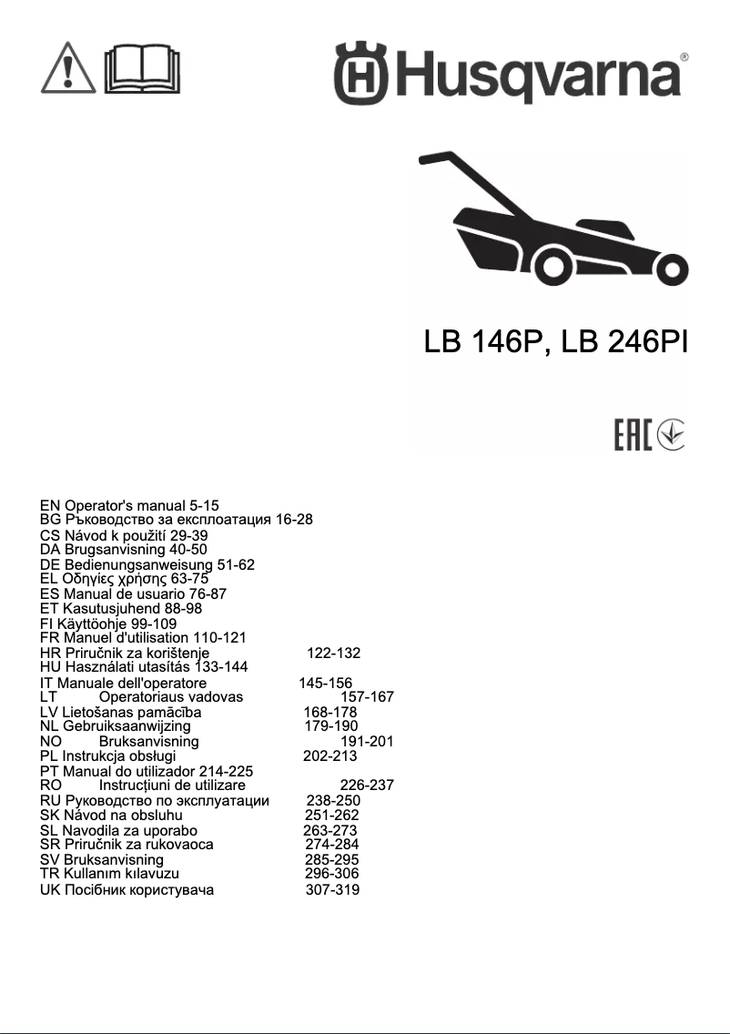 Page 1 of the manual User Manual Husqvarna TR 262