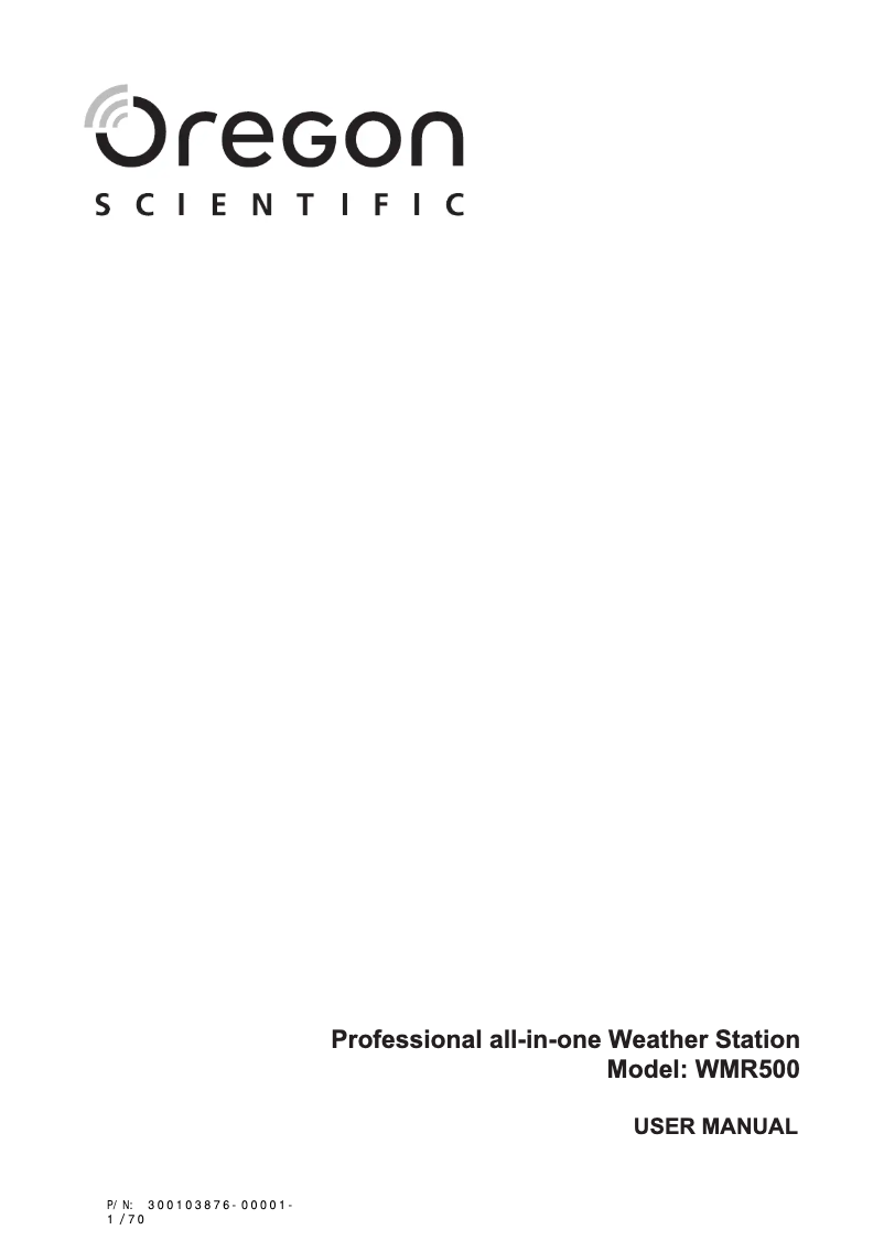 First page image of the manual for WMR 500