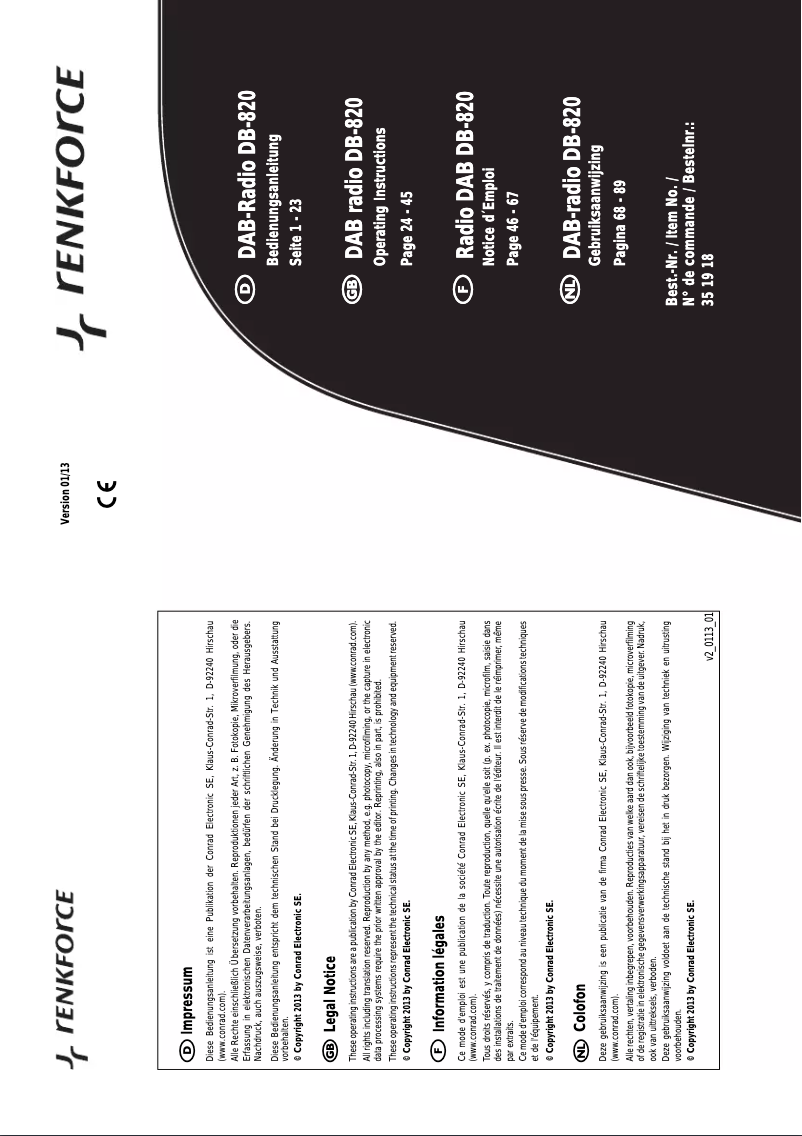 Page 1 of the manual User Manual Renkforce DB-820