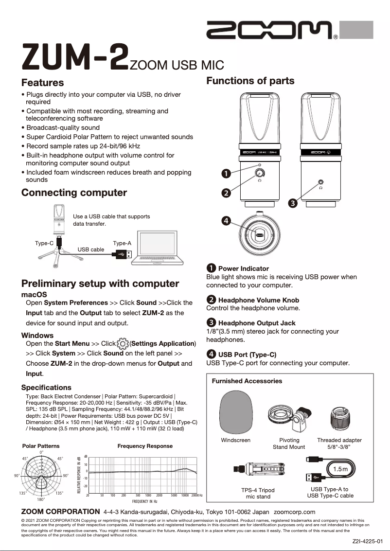 First page image of the manual for ZUM-2