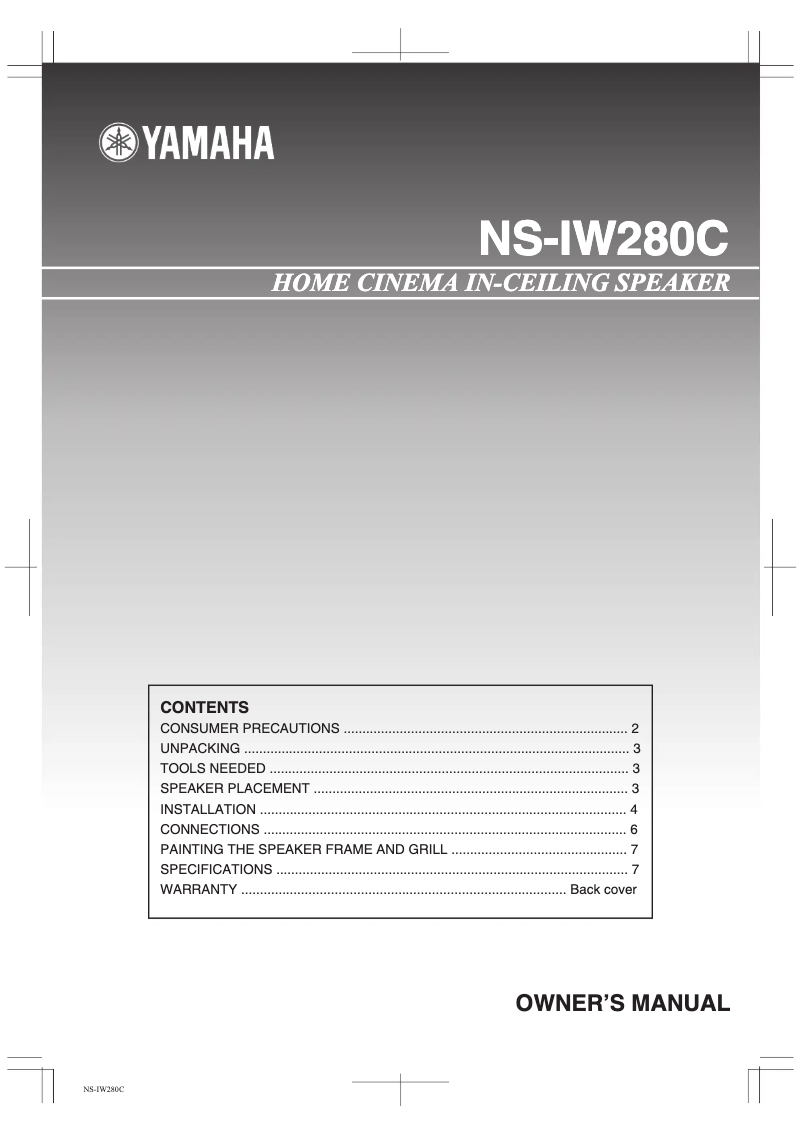 Page 1 of the manual User Manual Yamaha NS-IW280CWH
