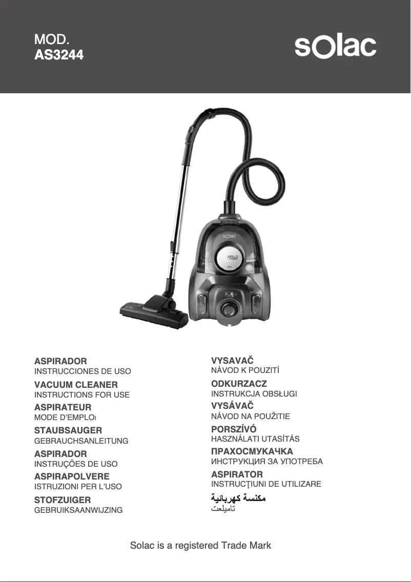Page 1 of the manual User Manual Solac Apollo Cyclonic AS3244