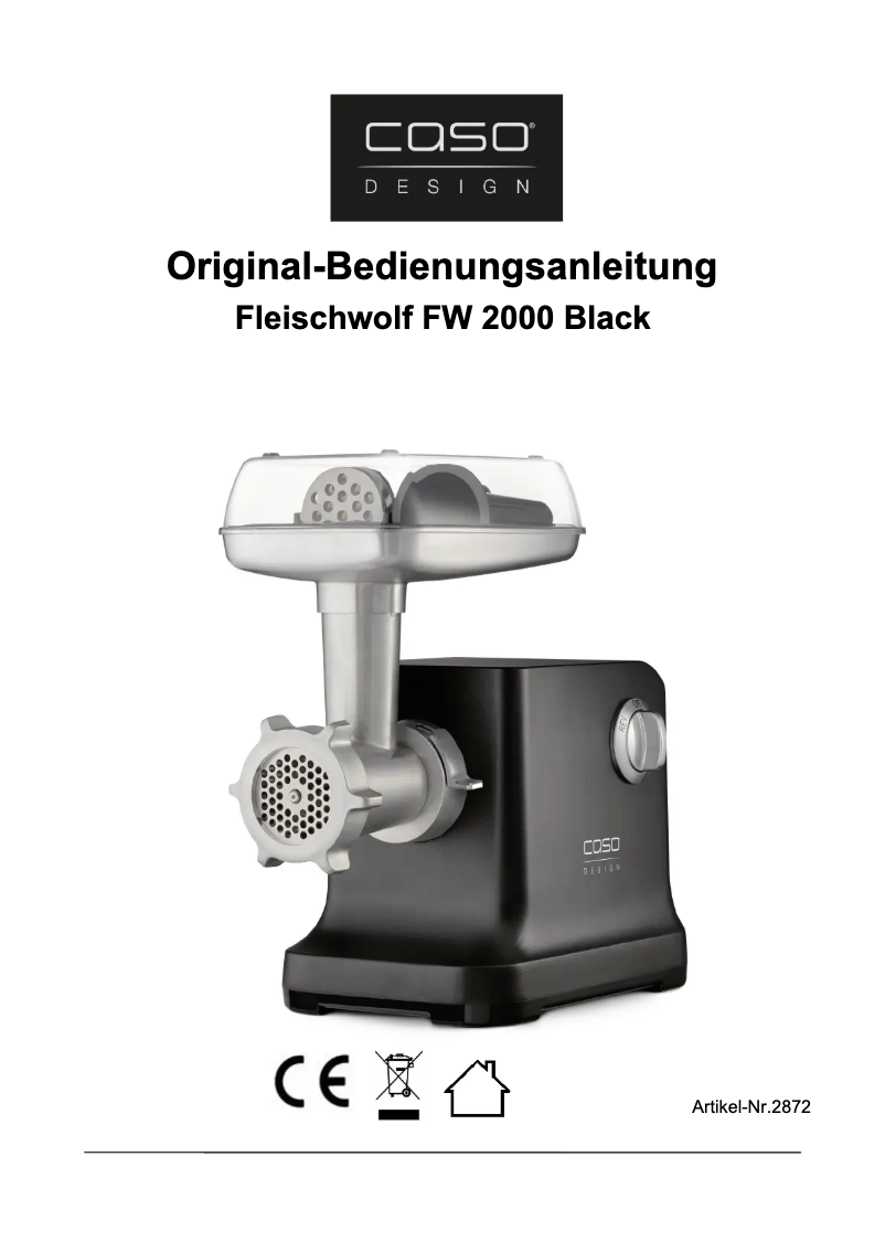 Page 1 of the manual User Manual Caso FW 2000 BEEF!