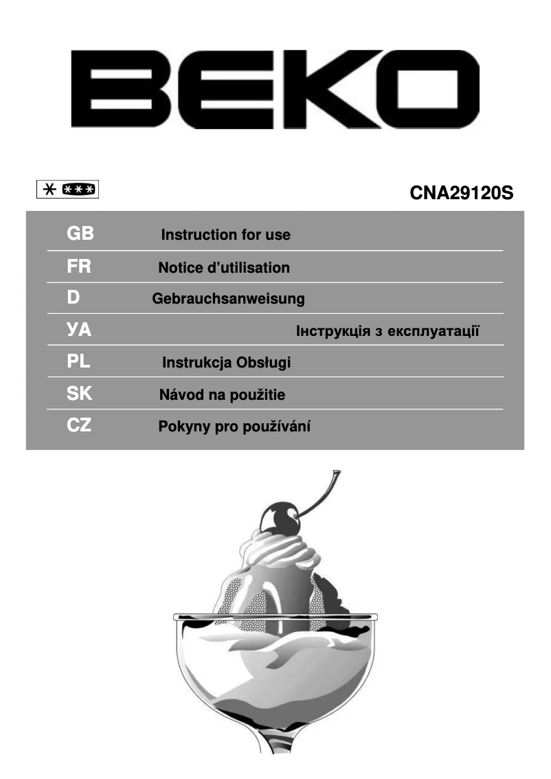 Page 1 of the manual User Manual Beko CNA29120S