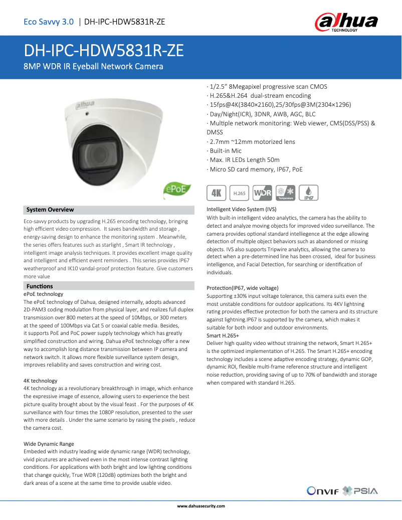 First page image of the manual for IPC-HDW5831R-ZE