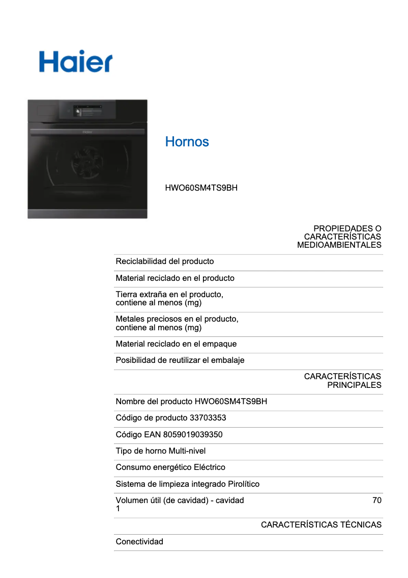 First page image of the manual for HWO60SM4TS9BH