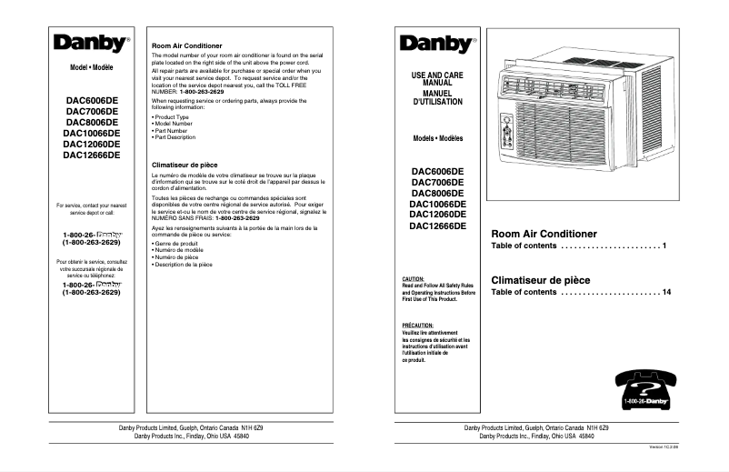 Page 1 of the manual User Manual Danby DAC12060DE
