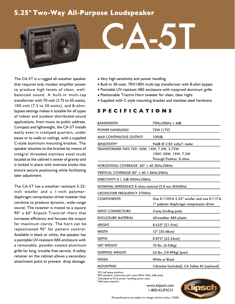 First page image of the manual for CA-5T