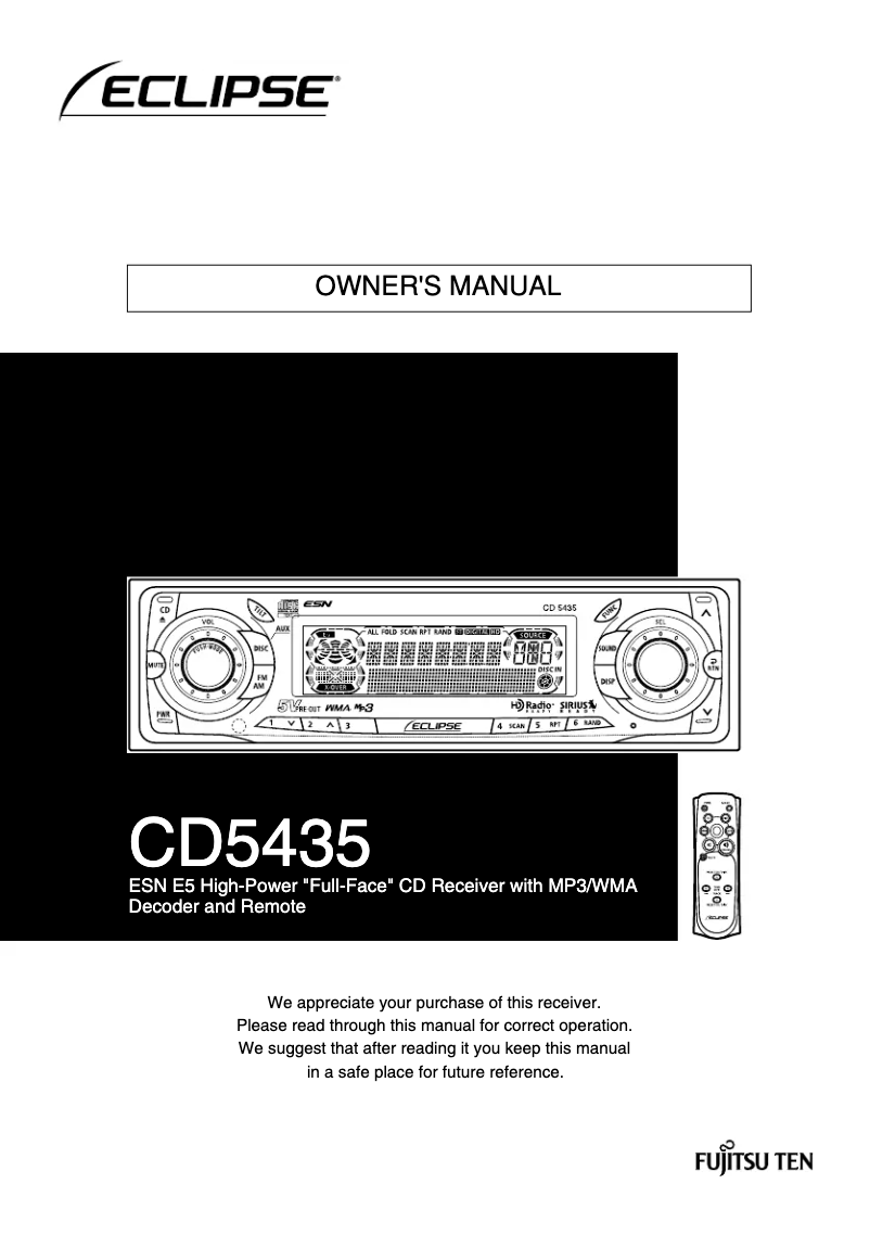 Page 1 of the manual User Manual Eclipse CD5435