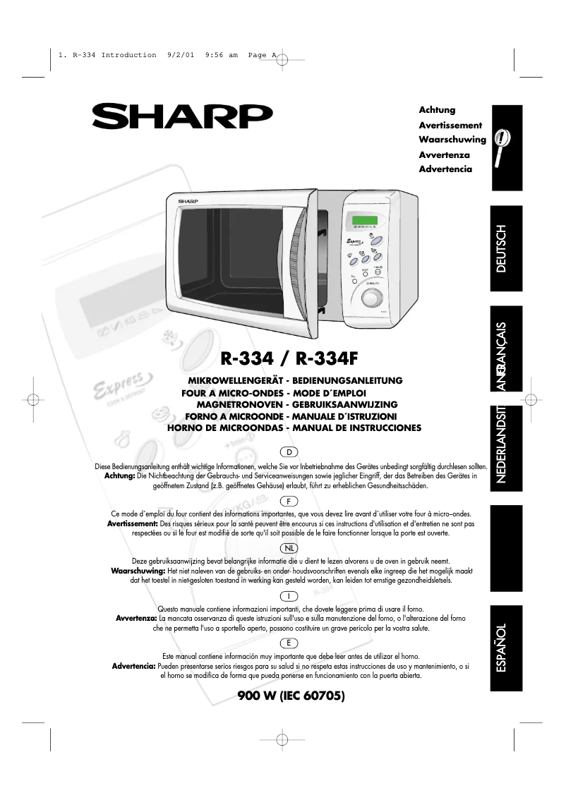Page 1 of the manual User Manual Sharp R-334