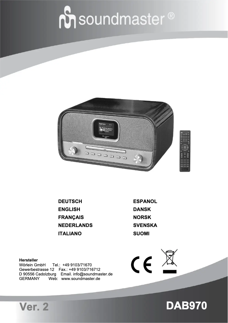 First page image of the manual for DAB970