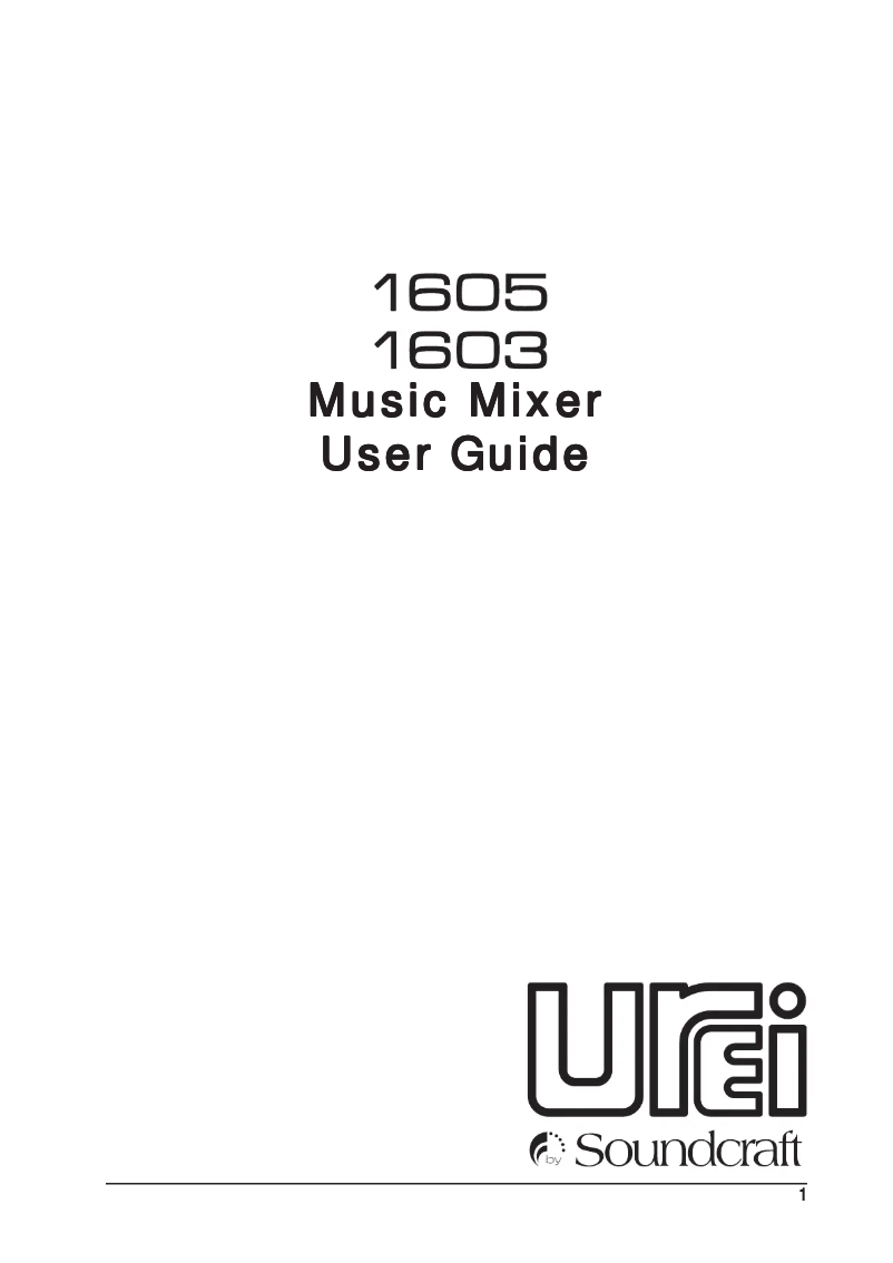 First page image of the manual for UREI 1605
