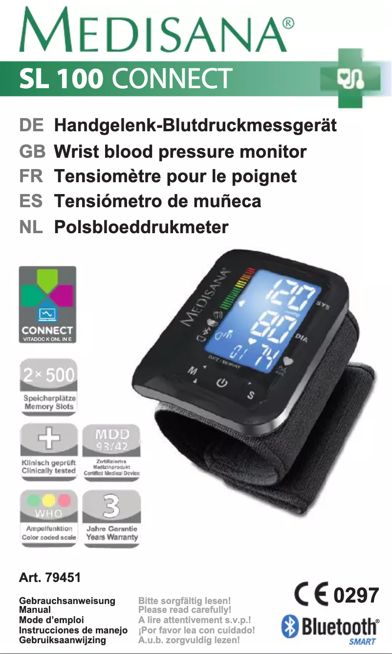 Page 1 of the manual User Manual Medisana SL 100 Connect