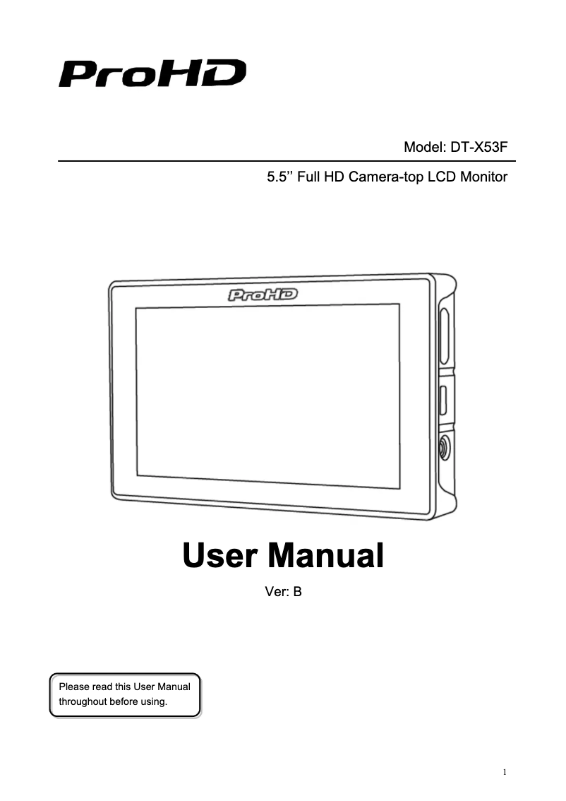 Page 1 of the manual User Manual JVC DT-X53F