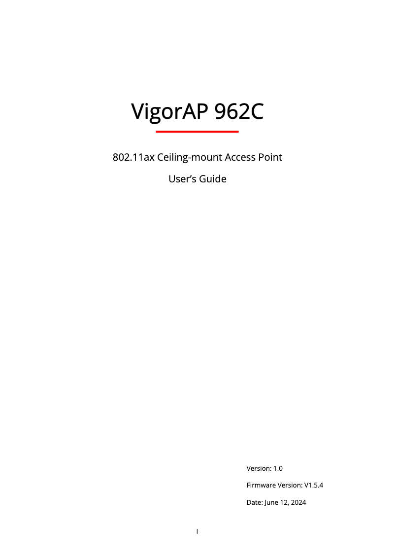 Page 1 of the manual User Manual Draytek VigorAP 962C