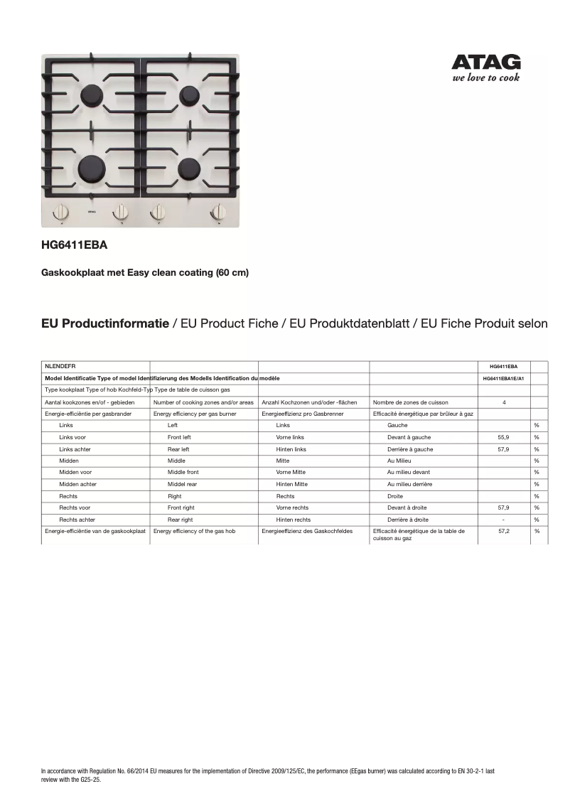First page image of the manual for HG6411EBA