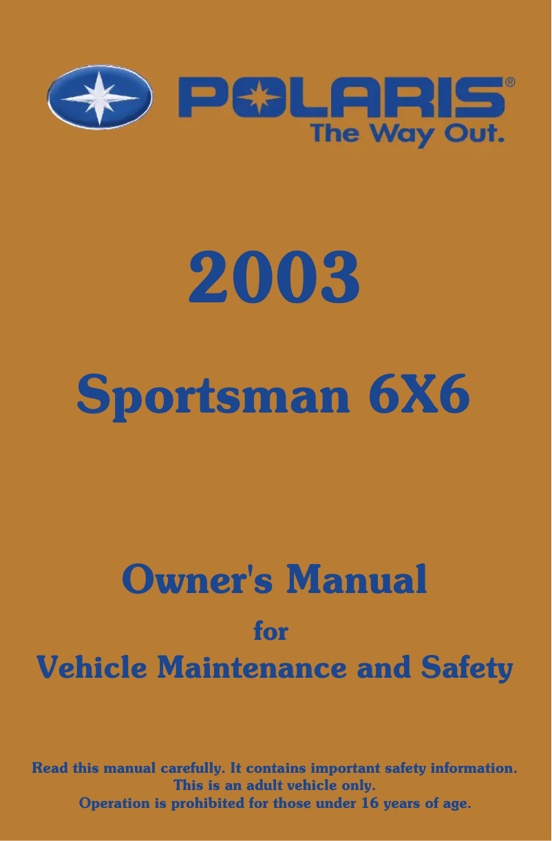 Page 1 of the manual User Manual Polaris Sportsman 6x6 (2003)