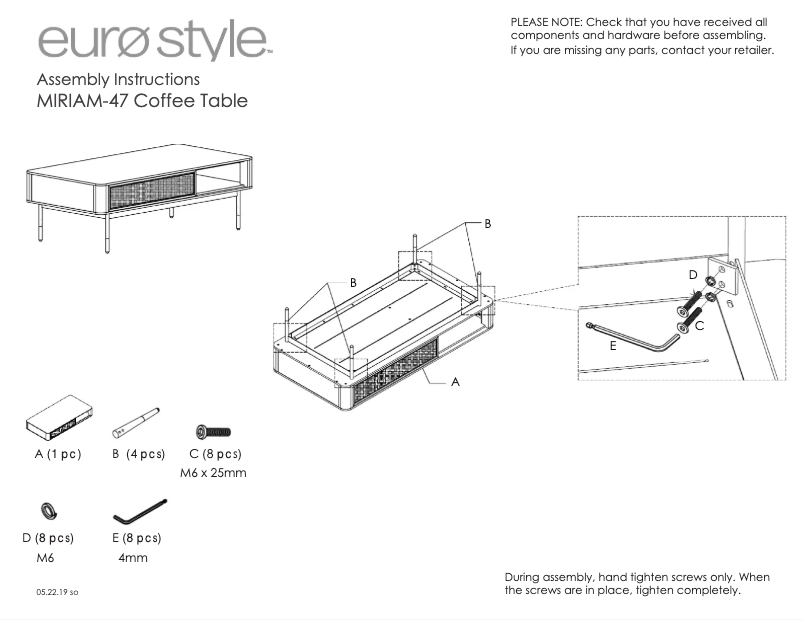 First page image of the manual for MIRIAM-47