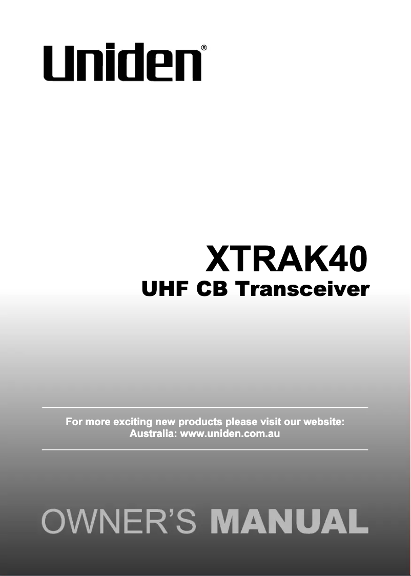 Page 1 of the manual User Manual Uniden XTRAK 40