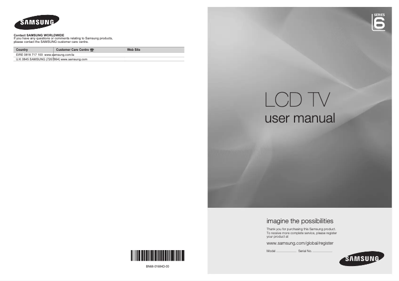 Page 1 of the manual User Manual Samsung LE40A686M1F