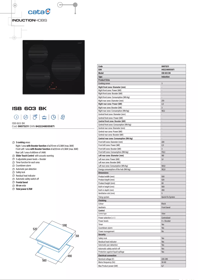 First page image of the manual for ISB 603 BK