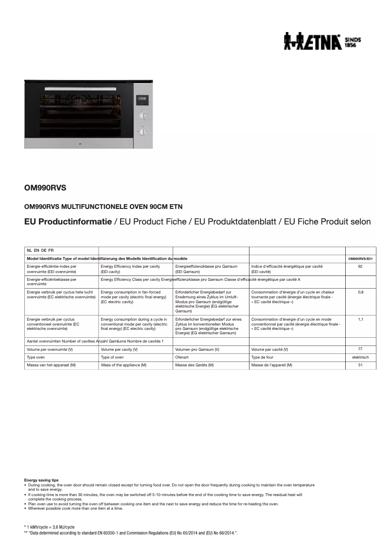 First page image of the manual for OM990RVS