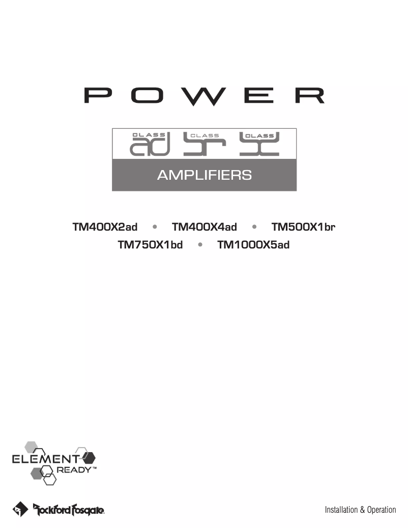 Page 1 de la notice Manuel utilisateur Rockford Fosgate TM1000X5AD