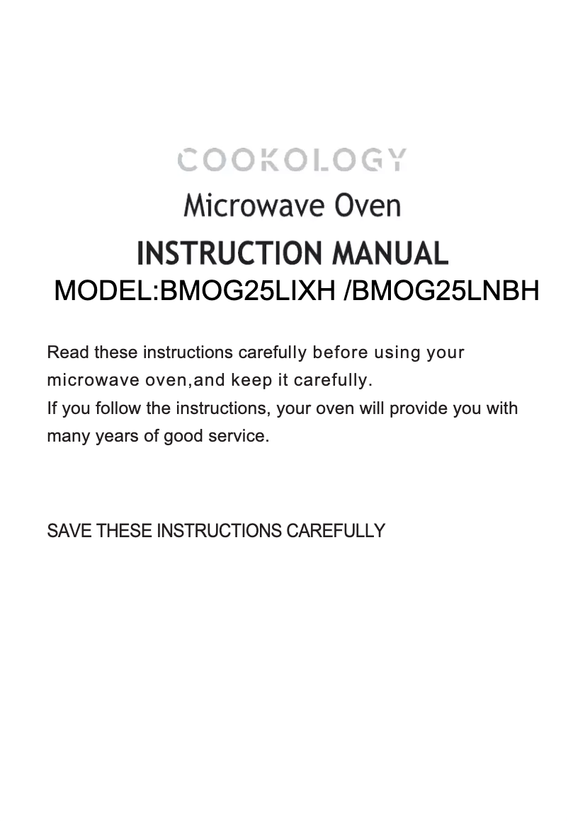 Page 1 of the manual User Manual Cookology BMOG25LNBH