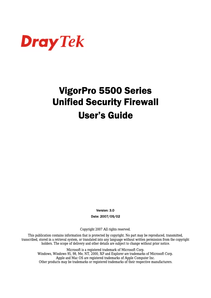 Page 1 of the manual User Manual Draytek VigorPro 5500
