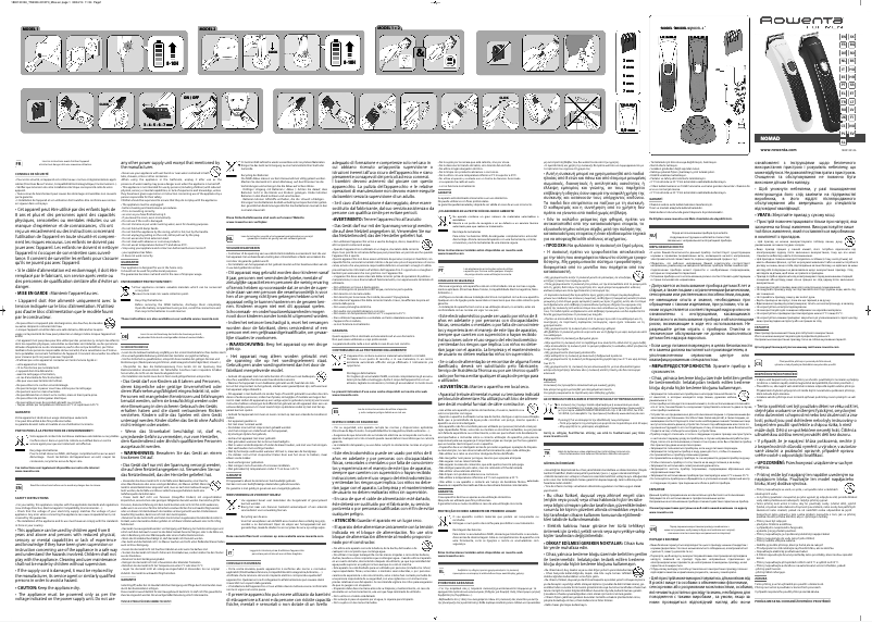 Page 1 of the manual User Manual Rowenta Nomad TN2300F0
