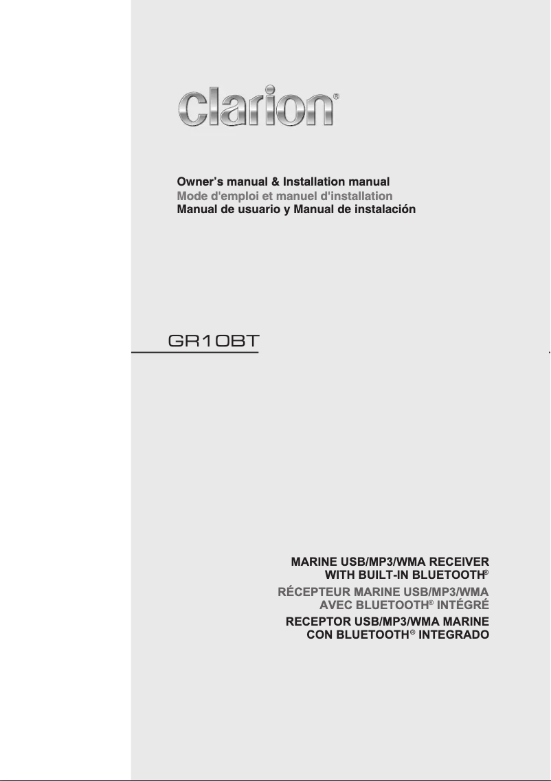 Page 1 de la notice Manuel utilisateur Clarion GR10BT