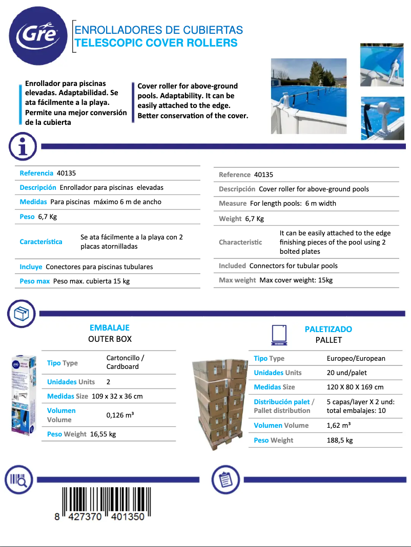 Page 1 of the manual Technical Sheet Gre 40135