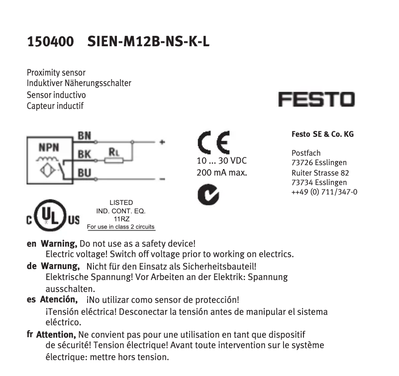 First page image of the manual for SIEN-M12B-NS-K-L