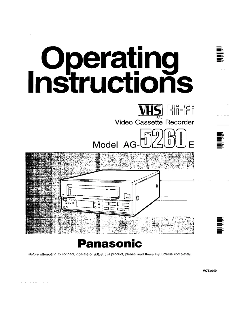 Page 1 of the manual User Manual Panasonic AG-5260
