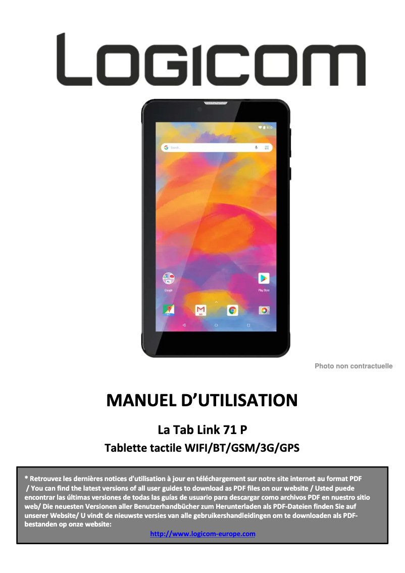 First page image of the manual for La Tab Link 71P