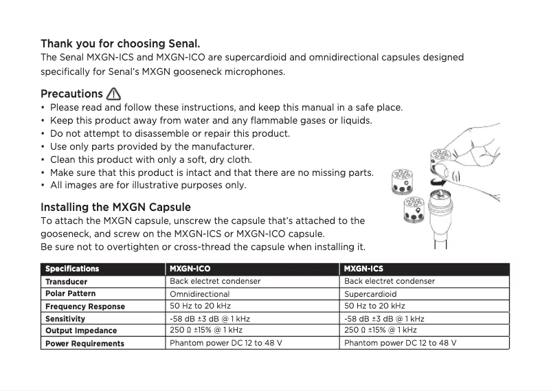 First page image of the manual for MXGN-ICS