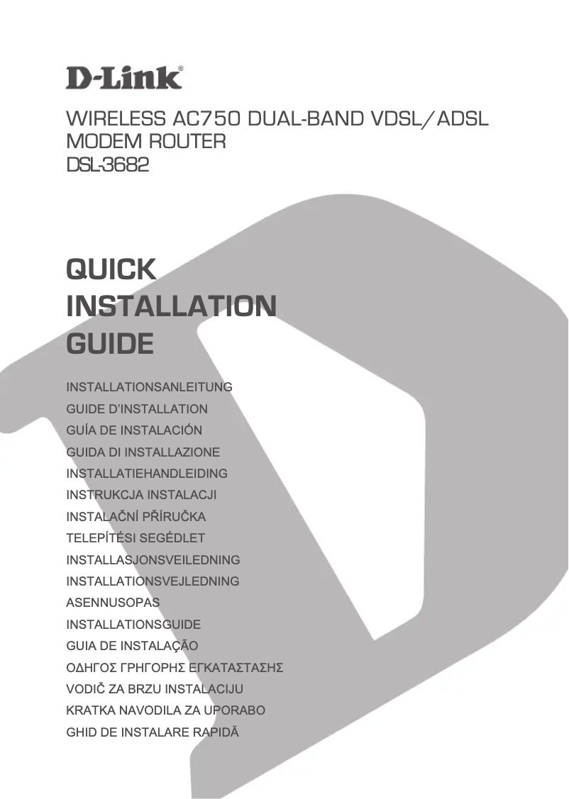Page 1 of the manual Quick Start Guide D-Link DSL-3682