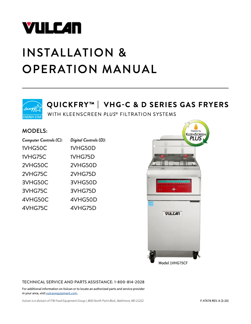First page image of the manual for VHG50