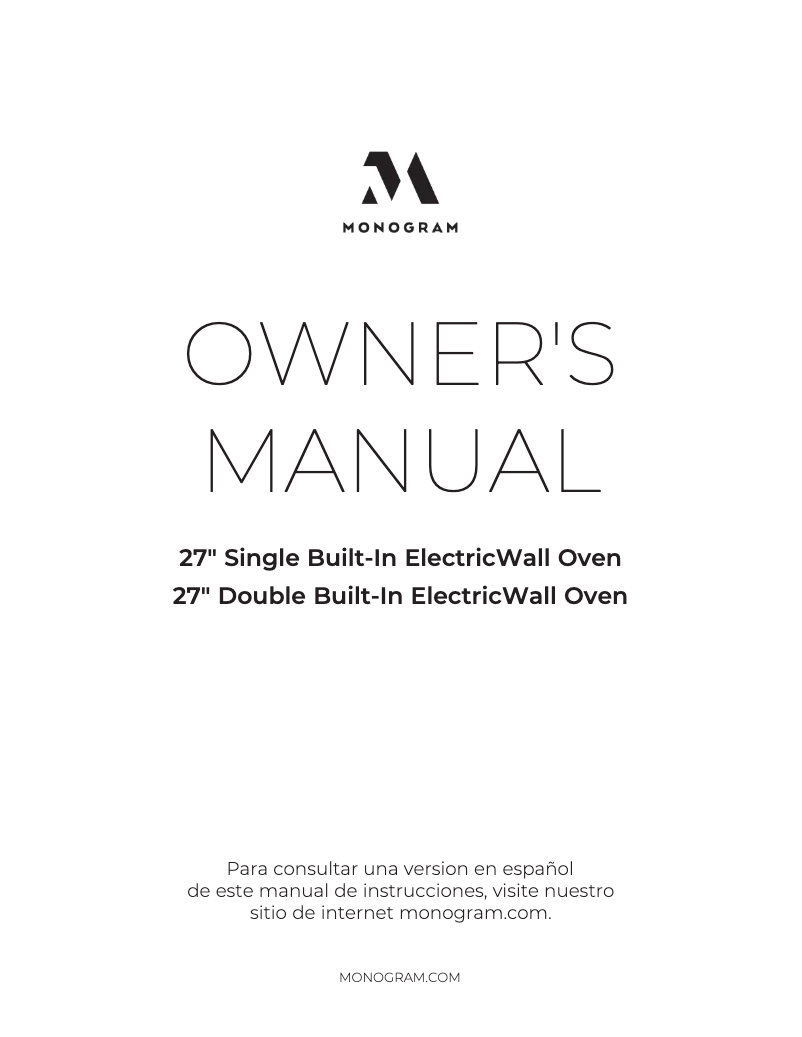 Page 1 of the manual User Manual Monogram ZKD90DPSNSS